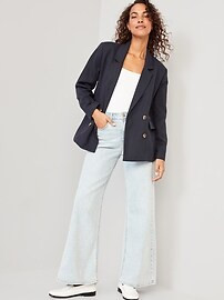 Double-Breasted Textured Blazer for Women | Old Navy (US)