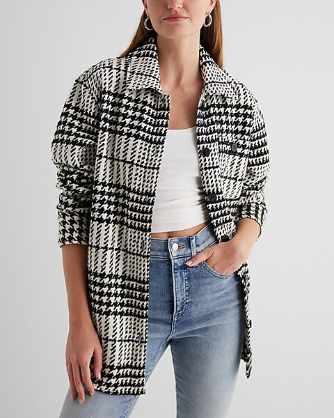 Tweed Houndstooth Oversized Shacket | Express