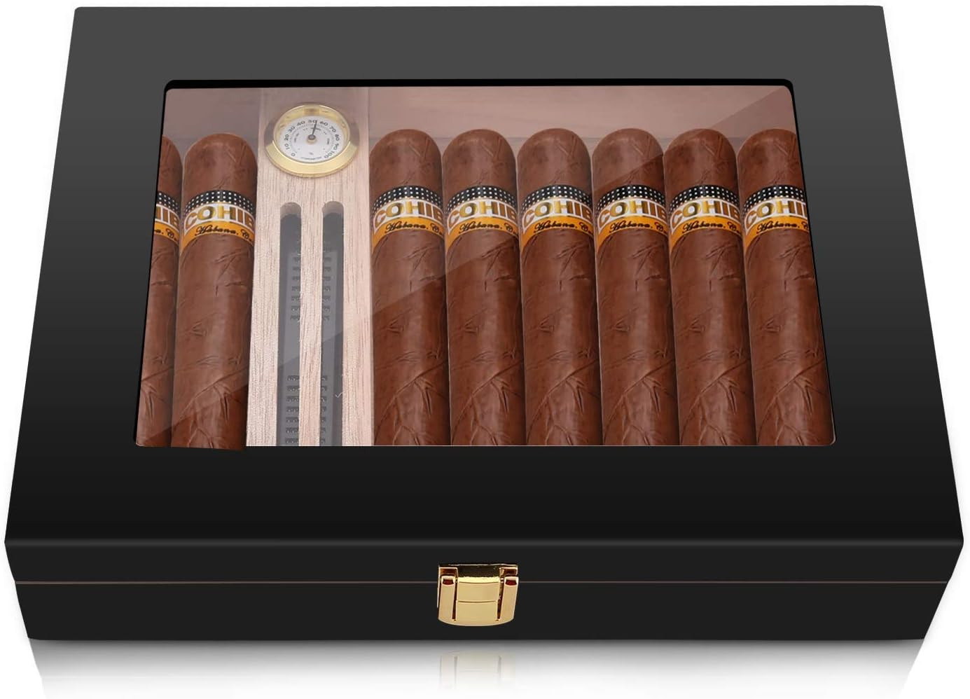 Bald Eagle High Gloss Cigar Humidor Cigar Box for 10-15 Cigars, Real Solid Spanish Cedar Wood, Lu... | Amazon (US)