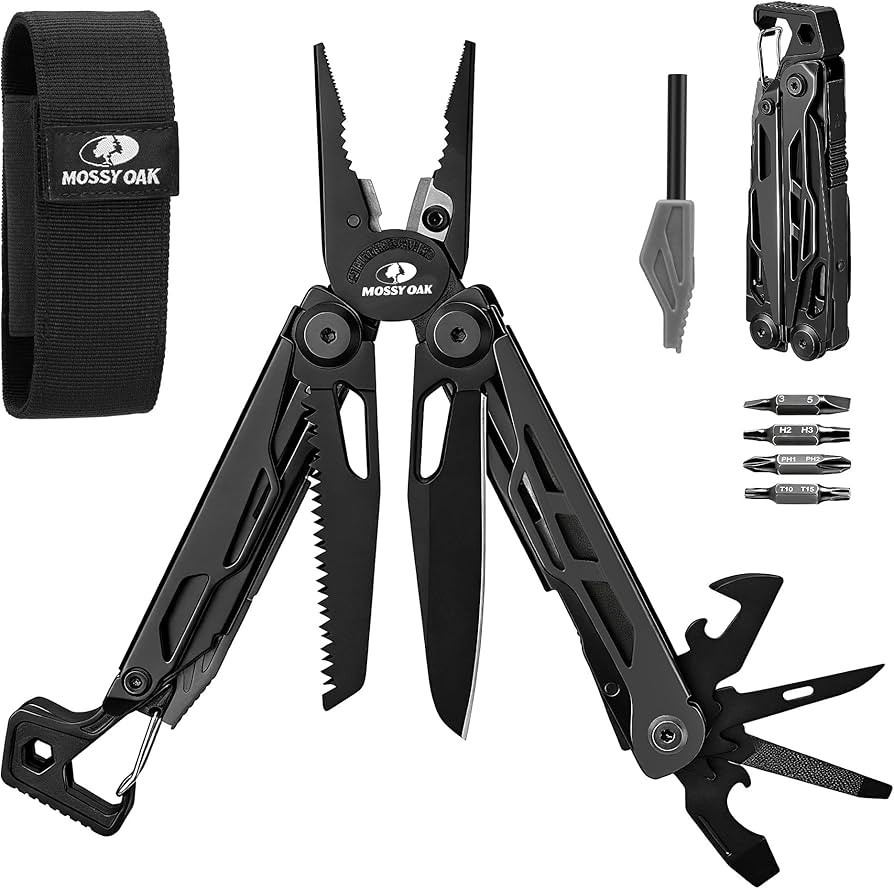 MOSSY OAK CNC-Machined Multitool Pliers, 27-in-1 Multi Tool with Pocket Knife, Fire Starter & Whi... | Amazon (US)