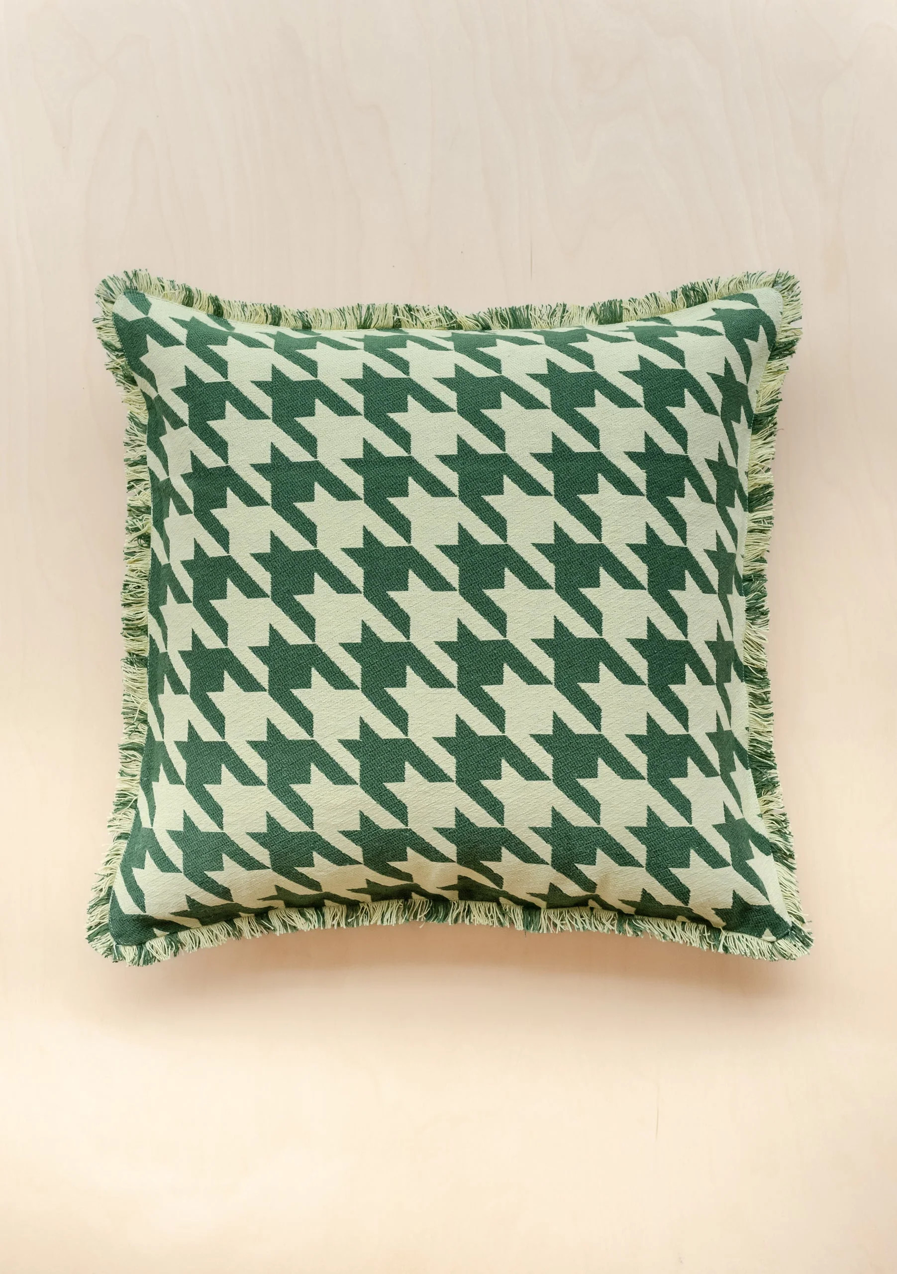 Green Houndstooth Cotton Cushion Cover | The Tartan Blanket Co.