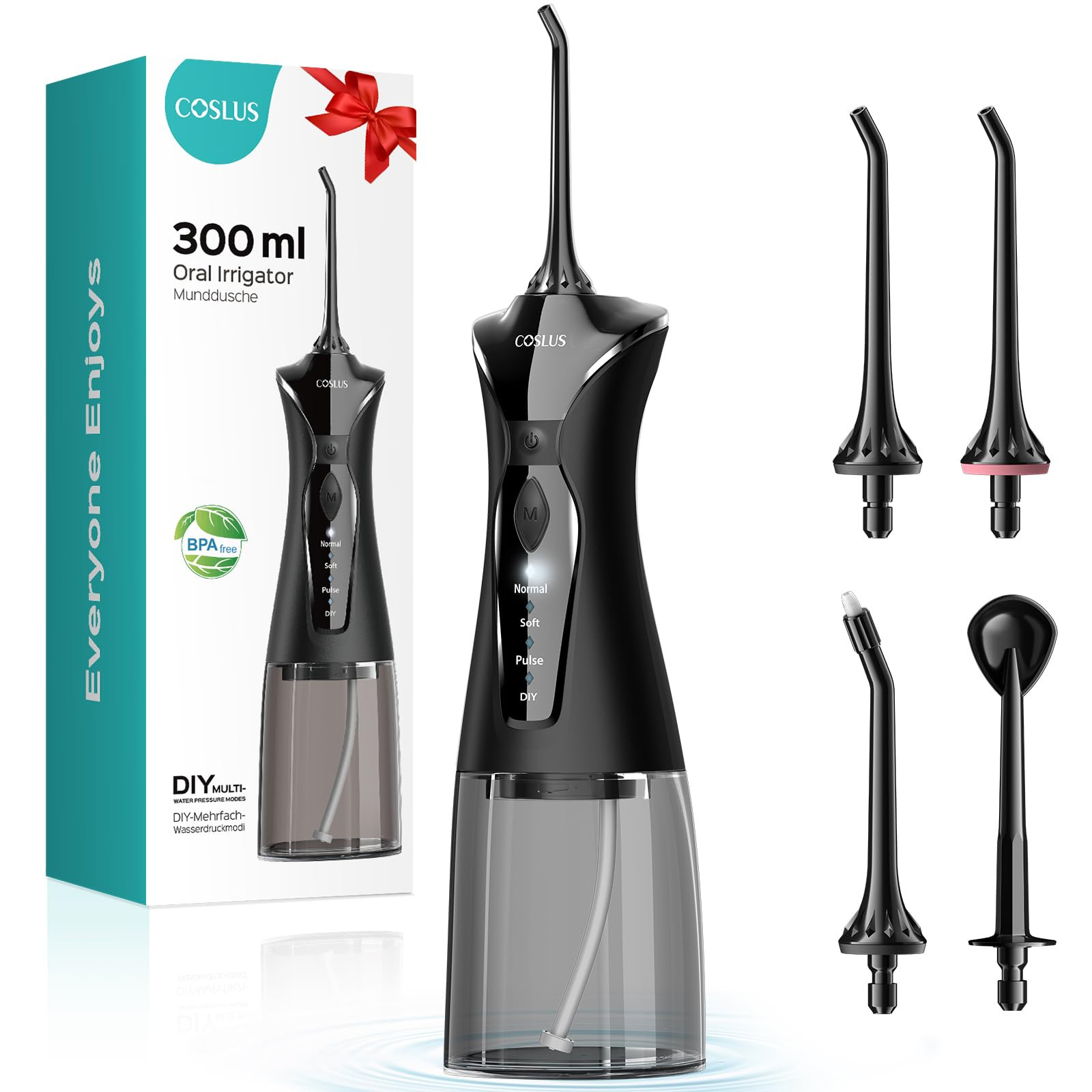 COSLUS Water Dental Flosser Pick for Teeth: 4 Modes Cordless Portable 300ML Larger Tank Water Tee... | Amazon (US)