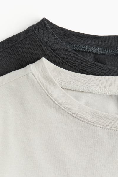 2-pack Crop T-shirts - Light gray melange/dusty pink - Ladies | H&M US | H&M (US + CA)