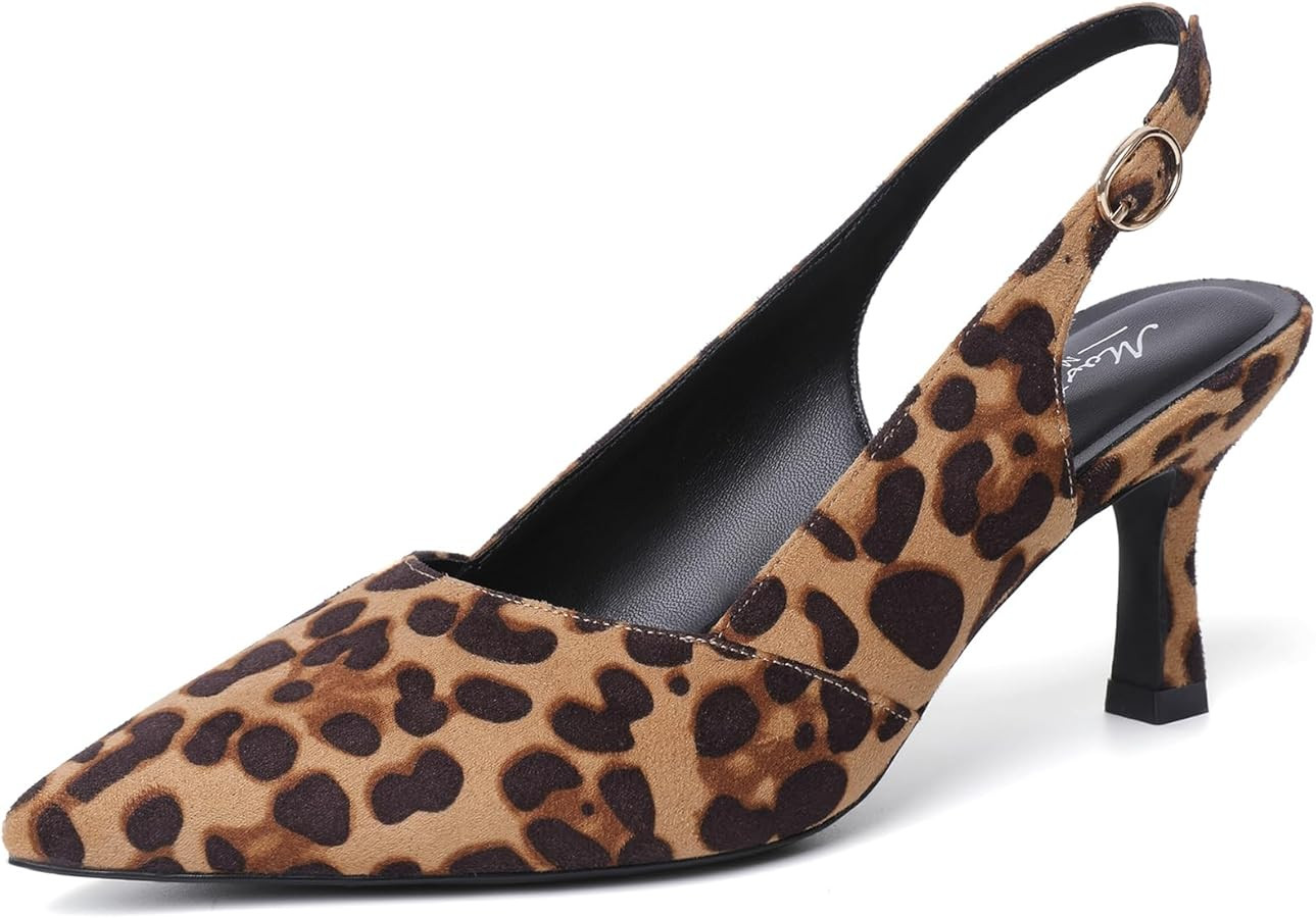Mostrin Kitten Heels for Women Slingback Pointed Closed Toe Heels Women's Pumps Shoes for Wedding... | Amazon (US)