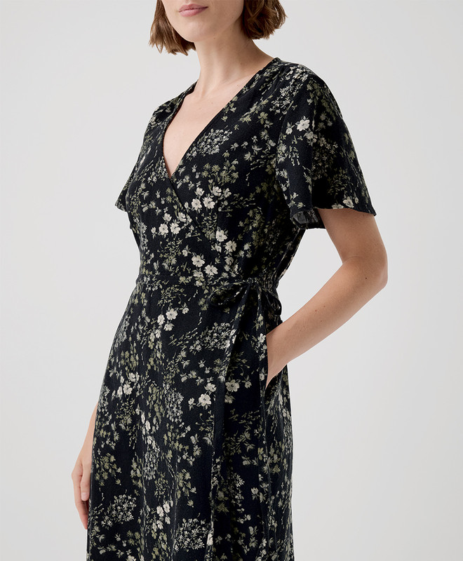 Women’s Cafe Crepe Wrap Dress made with Organic Cotton | Pact | Pact Apparel