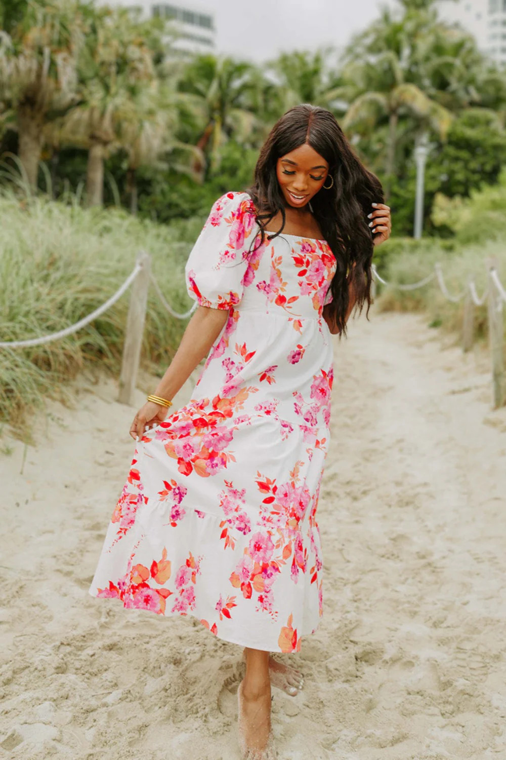Posie Puff Sleeve Maxi Dress - Mangrove | BuddyLove