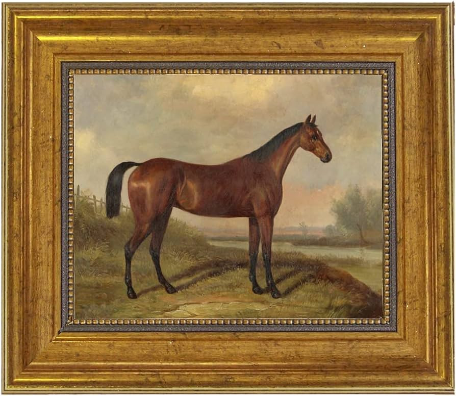 – William Barraud Hunter in Landscape Oil Painting Print on Canvas in Antiqued Gold Frame Home ... | Amazon (US)
