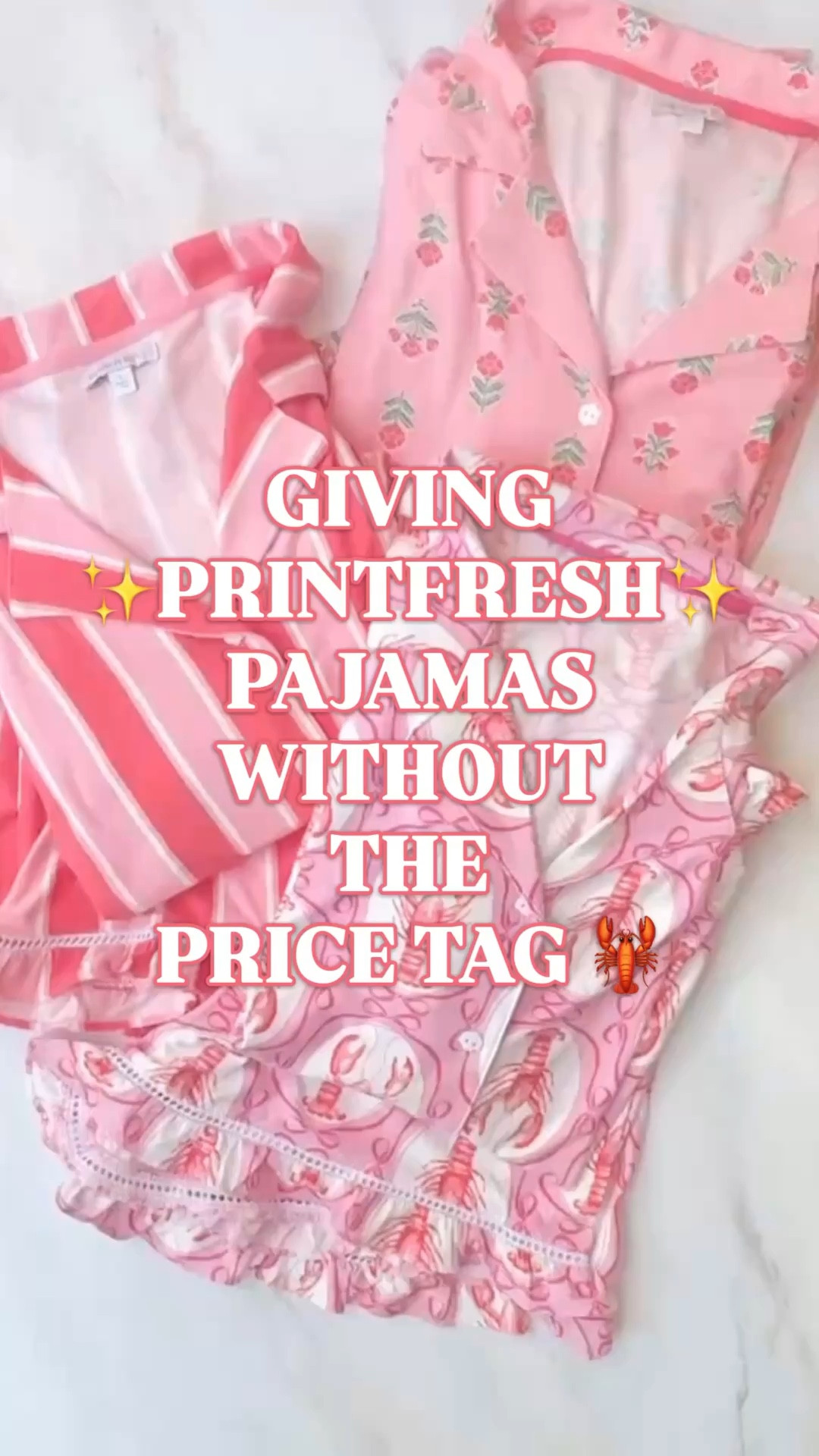 Giving Printfresh pajamas without the Printfresh price tag. All giving that same bold, playful, statement sleepwear energy Printfresh is known for. Printfresh pajamas run $128 to $158 a set.

These sets have the same notch collar, button-front, short sleeve silhouette with ruffle trim and ladder lace detail between the top and shorts. The prints are where the comparison gets real. A pink block print floral that reads like a Printfresh botanical. A pink lobster print in medallion frames that Printfresh would absolutely put on a pajama set. And a coral and red cabana stripe that rounds out the collection. 

Two-piece sets. Button closure. Notch collar. Short drop-shoulder sleeves. Ruffle trim on the sleeves and shorts. Ladder lace inset detail. 3.5 inch inseam on the shorts. Relaxed fit. 

These also make a perfect Mother's Day gift. A Printfresh-looking pajama set in a gift bag looks like you spent $150. You did not. 

Searching for Printfresh pajamas dupe, Printfresh look for less, pink pajama set, lobster print pajamas, block print pajamas, ruffle pajama set, notch collar pajamas, cute pajama sets, Mother's Day gift for her, Mother's Day pajamas, Walmart pajamas, Joyspun pajamas, or affordable sleepwear? All three prints are linked.

 #LTKFindsUnder50 #LTKFindsUnder100 #PreppyStyle #LookForLess #LakePajamas #MothersDayGifts #Pajamas #PajamaSet #PJSet #PrintFresh


#LTKSeasonal #LTKHome #LTKMothersDay