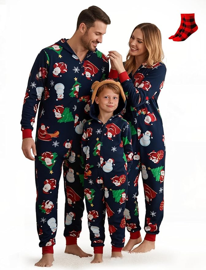 PATPAT Matching Family Christmas Onesie Pajamas – Holiday Hooded Jumpsuit Sleepwear PJs Couples... | Amazon (US)
