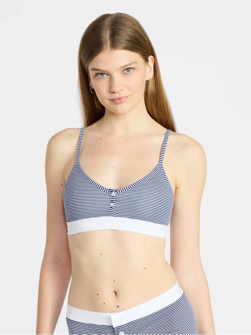 No Boundaries Women's Cotton Jersey Triangle Bralette w/Buttons Sizes XS-XXXL | Walmart (US)