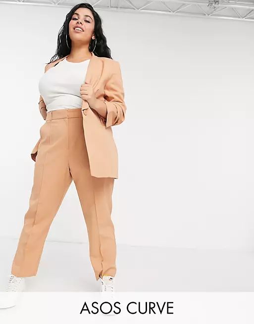 ASOS DESIGN Curve mix & match ultimate ankle grazer suit trousers in blush | ASOS | ASOS (Global)