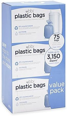 Ubbi Diaper Pail 75-Count Value Pack Plastic Bags (3 Pack) | Amazon (US)