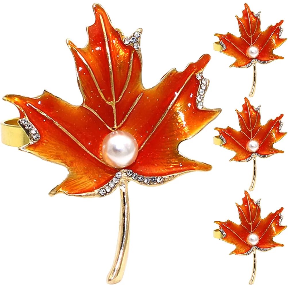 4Pcs Fall Harvest Napkin Rings Maple Leaves Napkin Holders Metal Napkin Rings | Walmart (US)