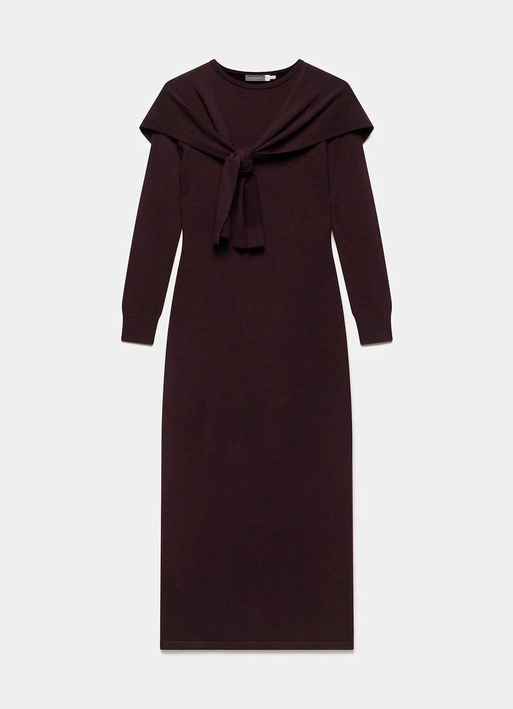 Burgundy Scarf Detail Knit Midi Dress | Mint Velvet