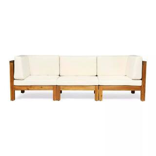 3-Seater Outdoor Sectional Sofa Set with Beige Cushion | The Home Depot