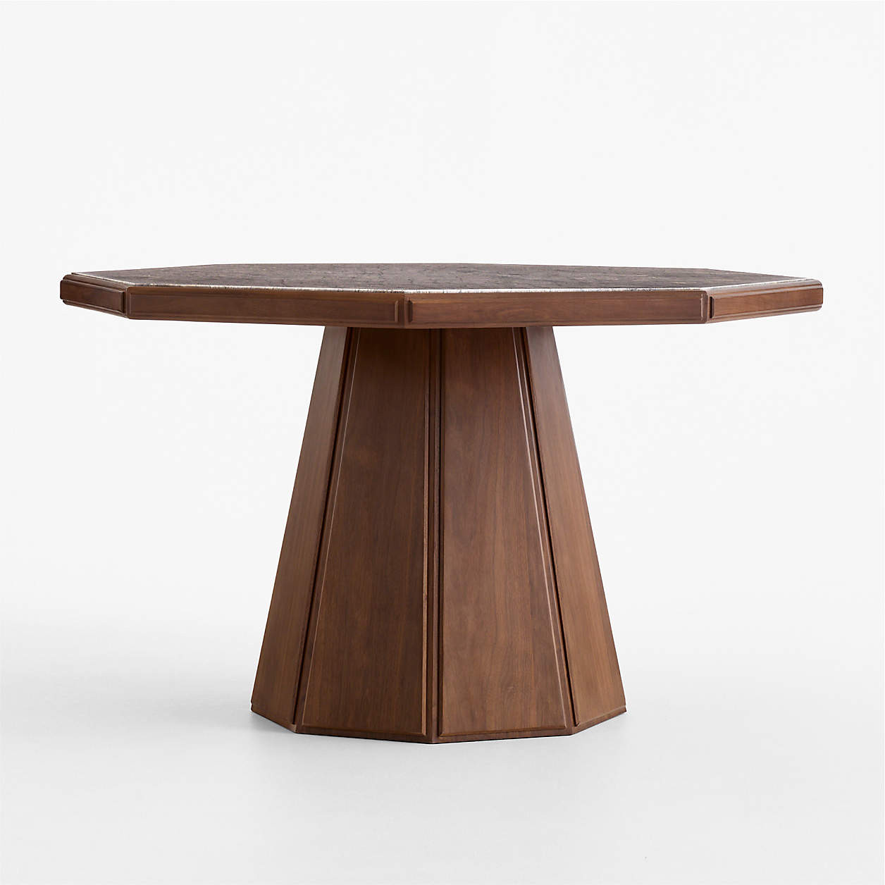 Bilbury 49" Marble and Walnut Wood Pedestal Dining Table | Crate & Barrel | Crate & Barrel