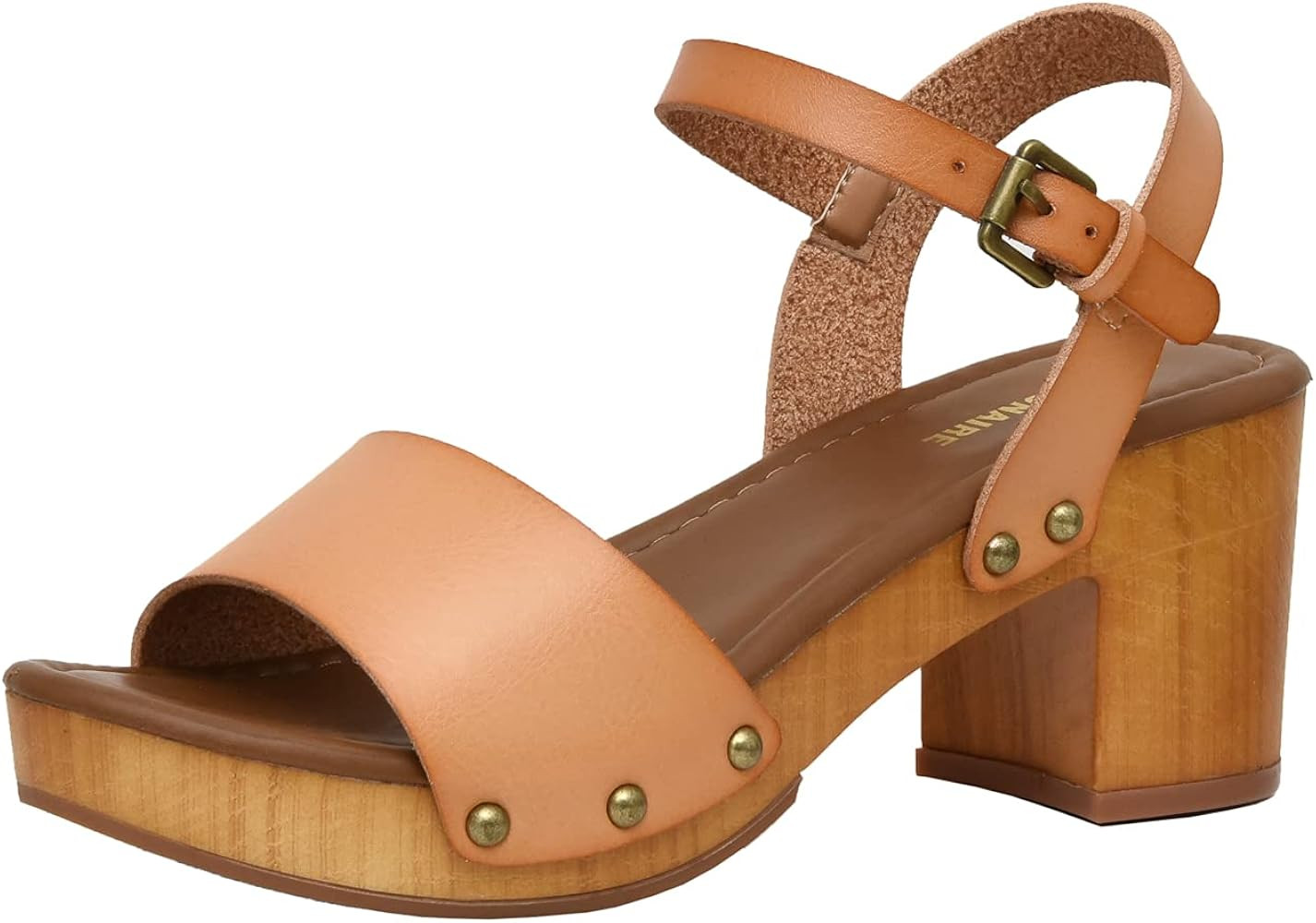 Cushionaire Women's Sloan Faux Wood Sandal +Memory Foam Insole & LiteSole Technology -Wide Widths Av | Amazon (US)