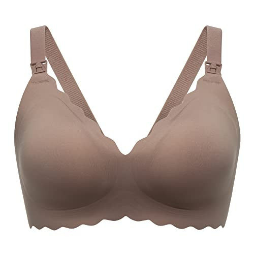 Momcozy Nursing Bras for Breastfeeding, Seamless Pregnancy Maternity Bra Wireless Classic Jelly Strip Support Nursing Bra Dark Brown | Amazon (US)