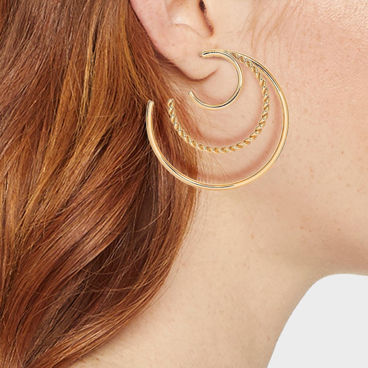 Gold Triple Illusion Hoop Earrings - A New Day™ Gold | Target