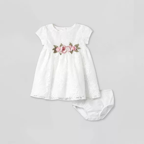 Mia & Mimi Baby Girls' Lace Dress - White | Target