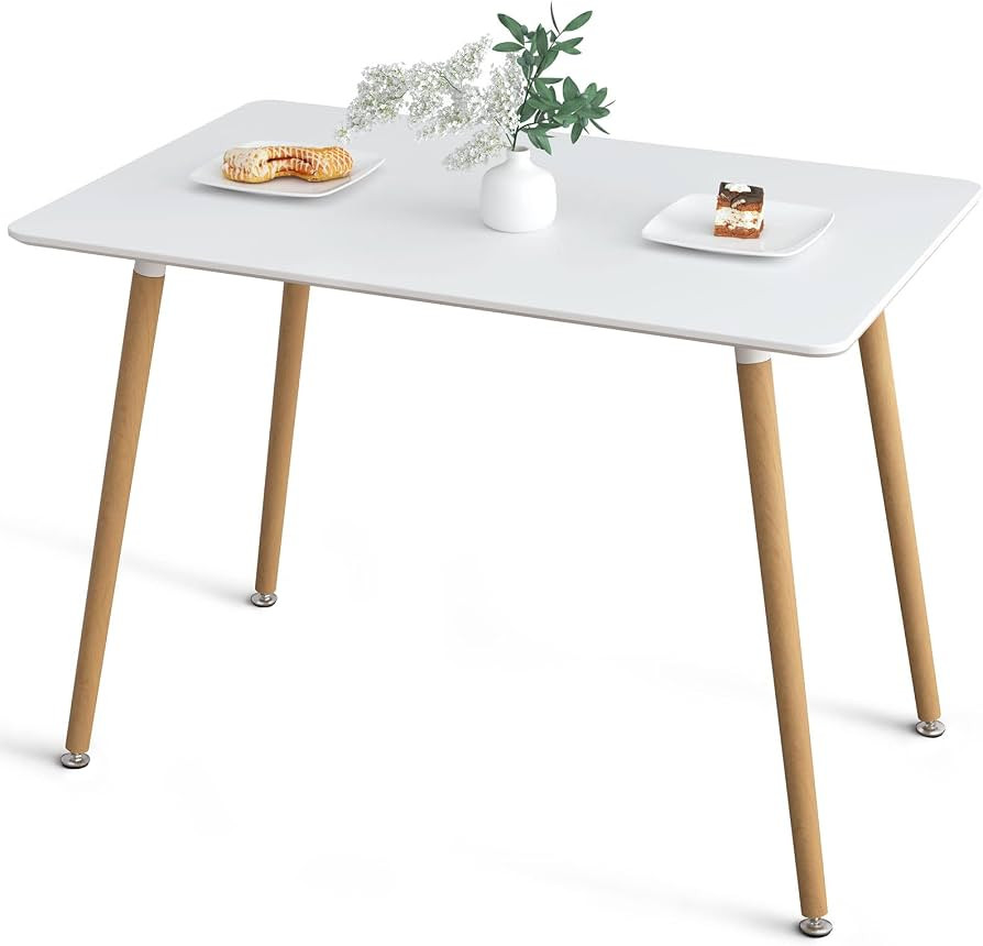 White Dining Table Modern Kitchen Table Rectangle Dining Room Table 44" X 28" for Small Sapce 4-6... | Amazon (US)