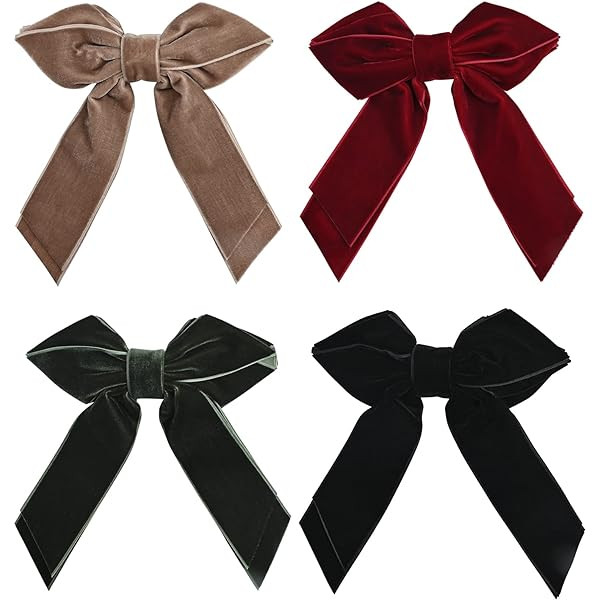 2 Pcs Velvet Hair Ties, Bows for Women, Back to School Gifts Headdress Decor, Hair Band Set, Baby Teen Girl Stuff Hair Styling Accessories, Toddler Girl Cute Hair Clips, Red and Black | Amazon (US)