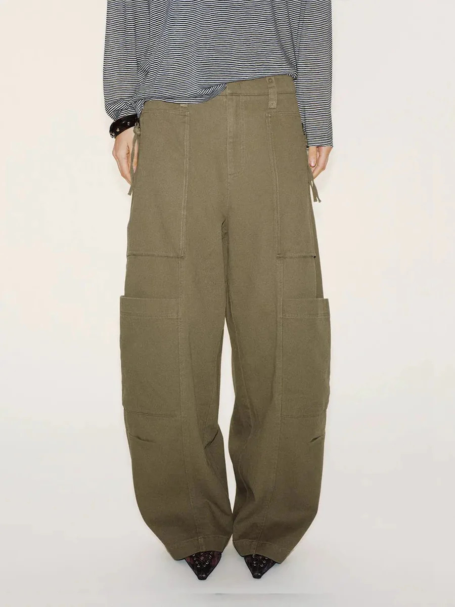 Oversized Cotton Cargo Tapered Cargo Pockets Pants | Urban Revivo