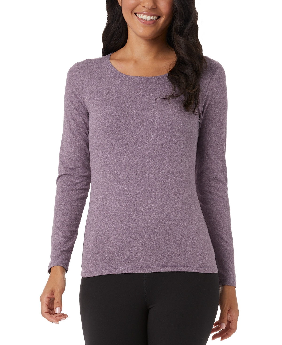 32 Degrees Women's Long-Sleeve Scoop-Neck Top - Fig Purple | Macy's