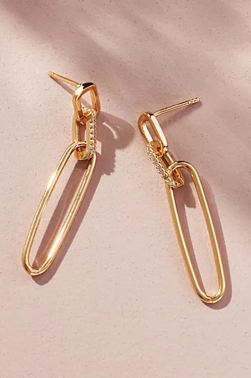 Pavé Paperclip Earrings | Anthropologie (US)