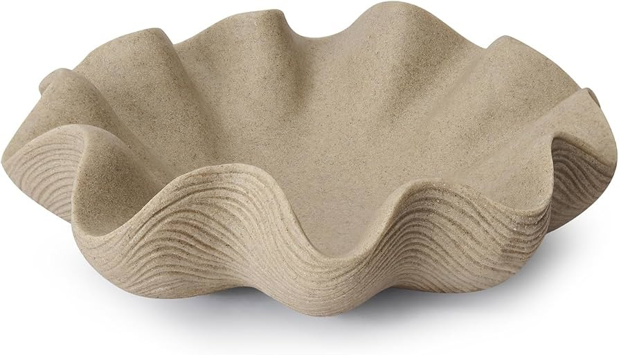 Scalloped Decorative Bowl Home Decor - 12.6" Modern Handicraft Large Shell Ruffle Decorative Frui... | Amazon (US)