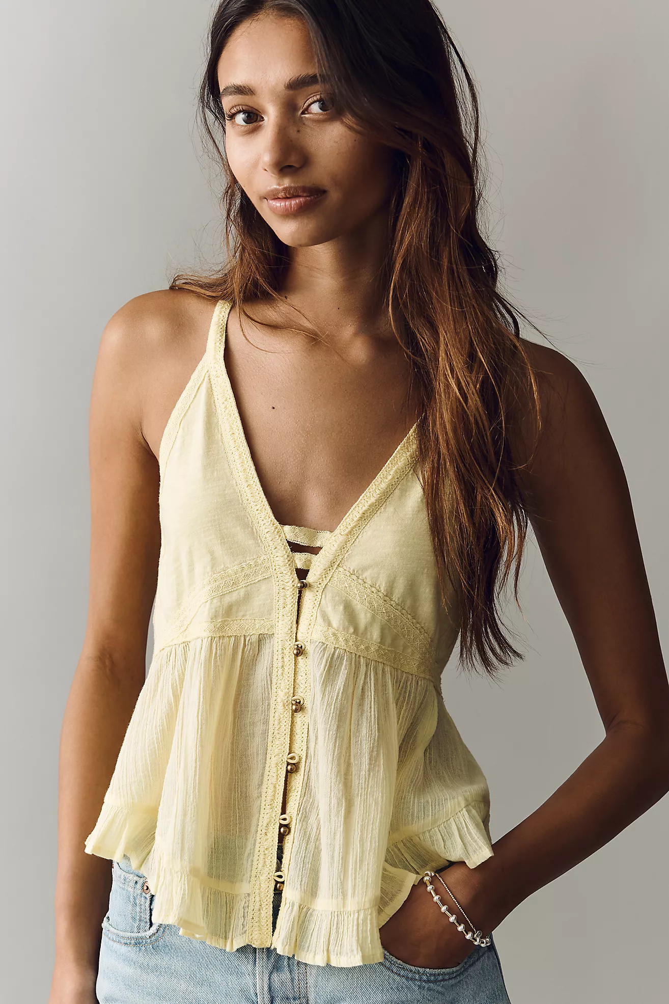 By Anthropologie Cotton Racerback Swing Tank | Anthropologie (US)