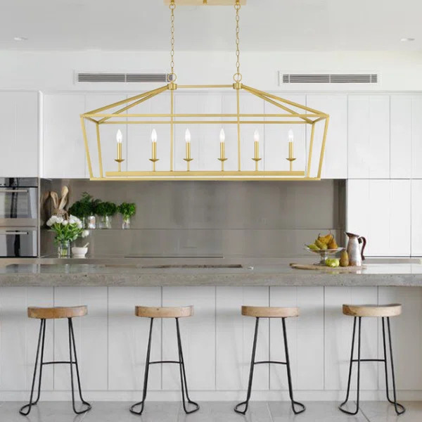 Demi 6 - Light Steel Dimmable Kitchen Island Chandelier UL Certified | Wayfair North America