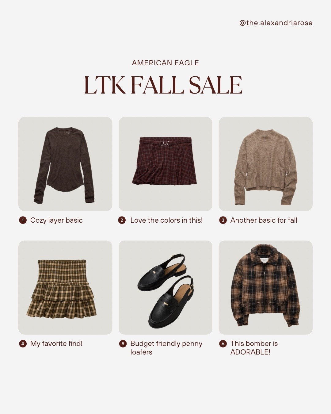 Fall layers I’m loving 🍁 All from @americaneagle and on sale now for the LTK Fall Sale! Think cozy knits, plaid minis, and classic loafers you’ll wear all season long. Shop my picks before they’re gone!

#LTKFindsUnder50 #LTKSaleAlert #LTKFallSale