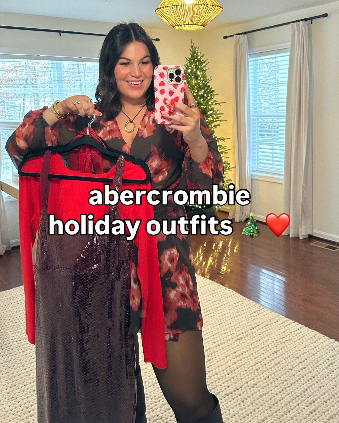 Abercrombie holiday outfits! 

Wine sequin dress - large tall 
Red sequin dress - large tall (runs big, size down) 
Black bodysuit - large 
Black sequin skirt - large 
Brown sweater - large 
Brown skort - large (need a size up, really snug on my hips) 
Red top - large 
Red pants - xl tall (sold out in large tall, xl is a little big but still works) 



#LTKGiftGuide #LTKHoliday #LTKMidsize