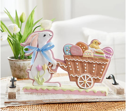 Easter Bunny with Wagon of Eggs by Valerie | QVC