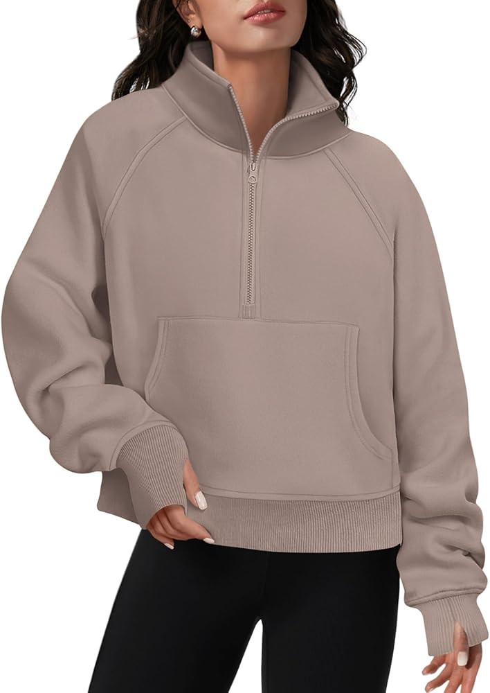 ATHMILE Womens Sweatshirts Half Zip Cropped Pullover Fleece Quarter Zipper Hoodies Fall outfits C... | Amazon (US)