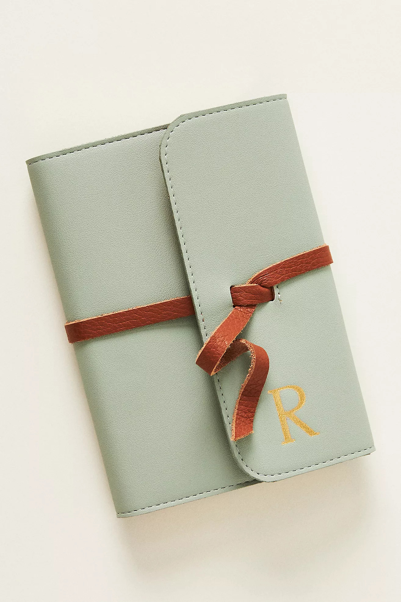 Monogram Faux-Leather Wrap Lined Journal | Anthropologie (US)