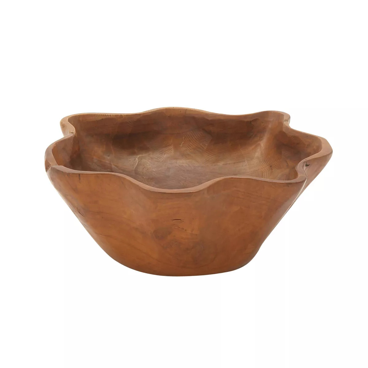 6" x 14" Natural Brown Teak Wood Bowl Brown - Olivia & May: Handcrafted, Bohemian Style, Tabletop... | Target