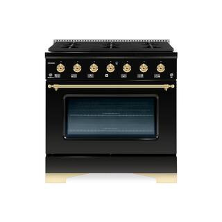 Hallman CLASSICO 36" 5.2CuFt. 6 Burner Freestanding Dual Fuel Range Gas Stove and Electric O... | The Home Depot