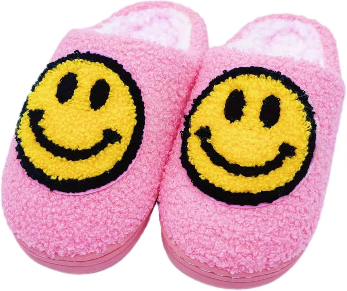 Smile Face Slippers Warm Cozy Foam Slide Fuzzy Slides with Soft Memory Foam Comfort Cotton Slip on W | Amazon (US)