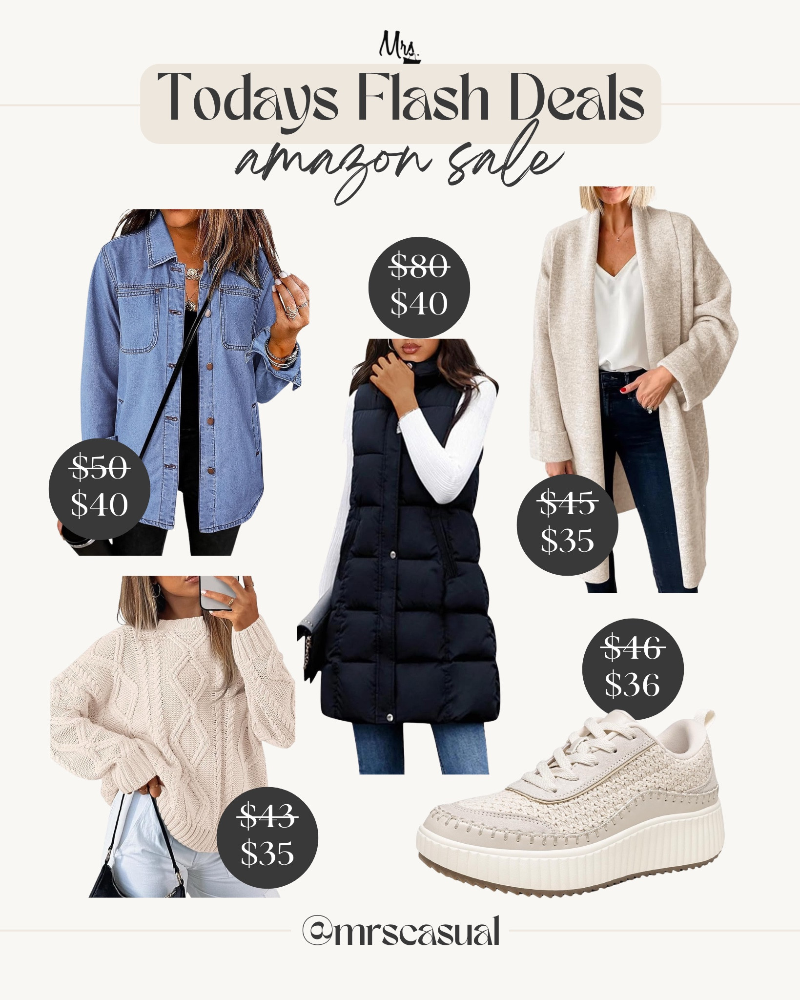 Today’s Amazon flash sale deals!!

Denim shacket. Coatigan. Puffer vest. cable knit sweater.

#LTKStyleTip #LTKSaleAlert #LTKFindsUnder50