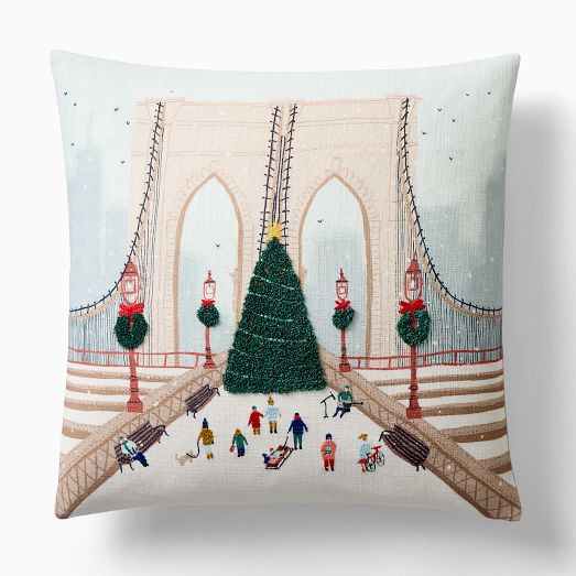 Nicole Cicak Brooklyn Bridge Christmas Pillow Cover | West Elm (US)