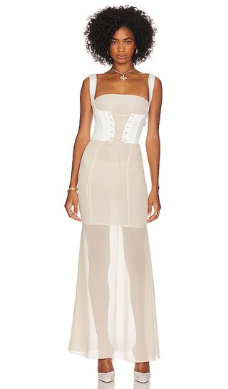 Paulina Corset Dress in Ivory | Revolve Clothing (Global)