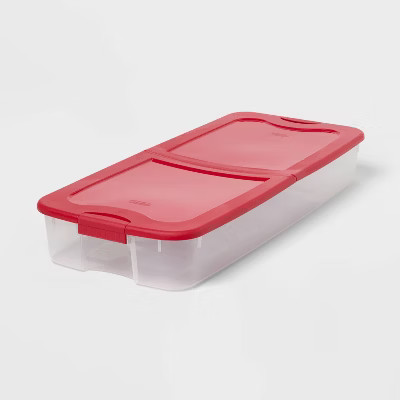 74qt Ultra Clear Christmas Underbed Box with Lid and Latch Red - Brightroom™ | Target