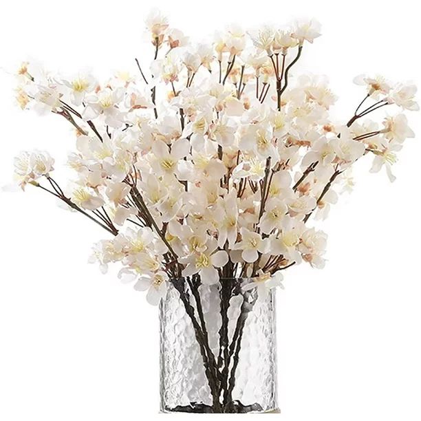 5PCS Silk Cherry Blossom Branches Artificial White Flowers Spring Faux Floral Cherry Blossom Deco... | Walmart (US)