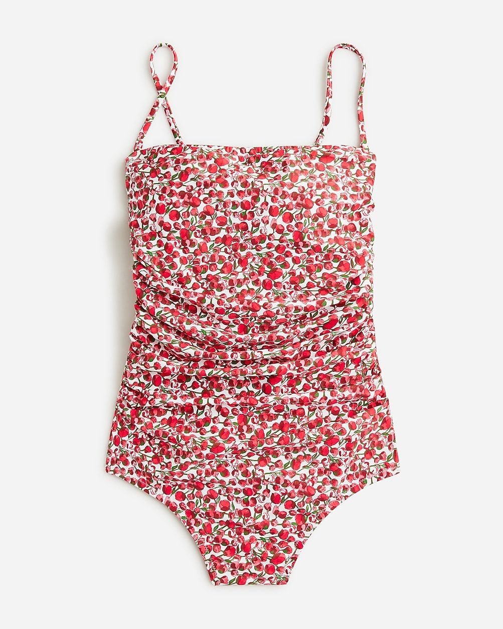 Ruched bandeau one-piece swimsuit in Liberty® Eliza's Red fabric | J.Crew US