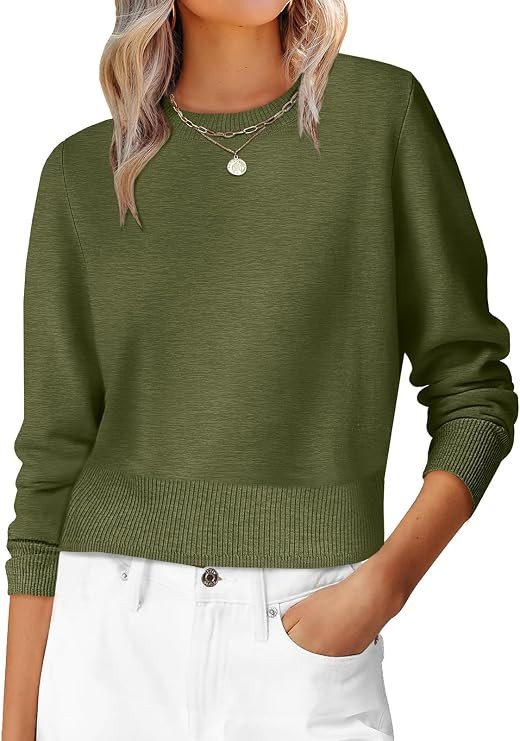Business Casual Tops,Crop Comfy Knit,Pullover ShortSweater,Basic Classic,Fall Fashion Winter Laye... | Amazon (US)