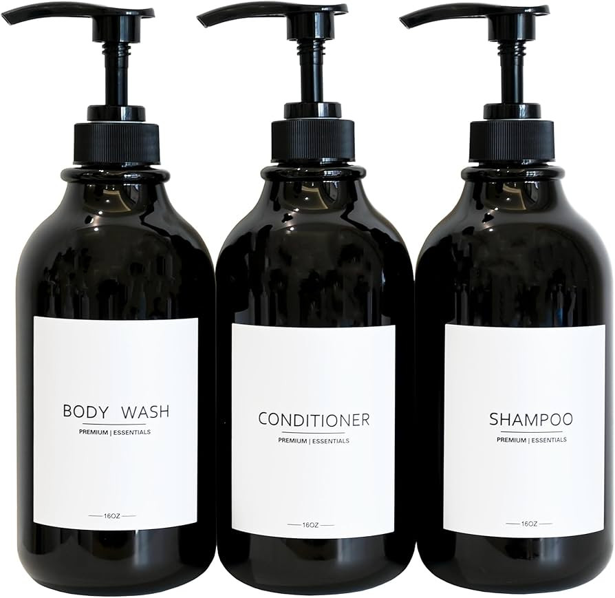 Refillable Shampoo Bottles for Shampoo, Lotion, Oil, Shower Soap, Hand Soap, Dish Soap, Plastic B... | Amazon (US)
