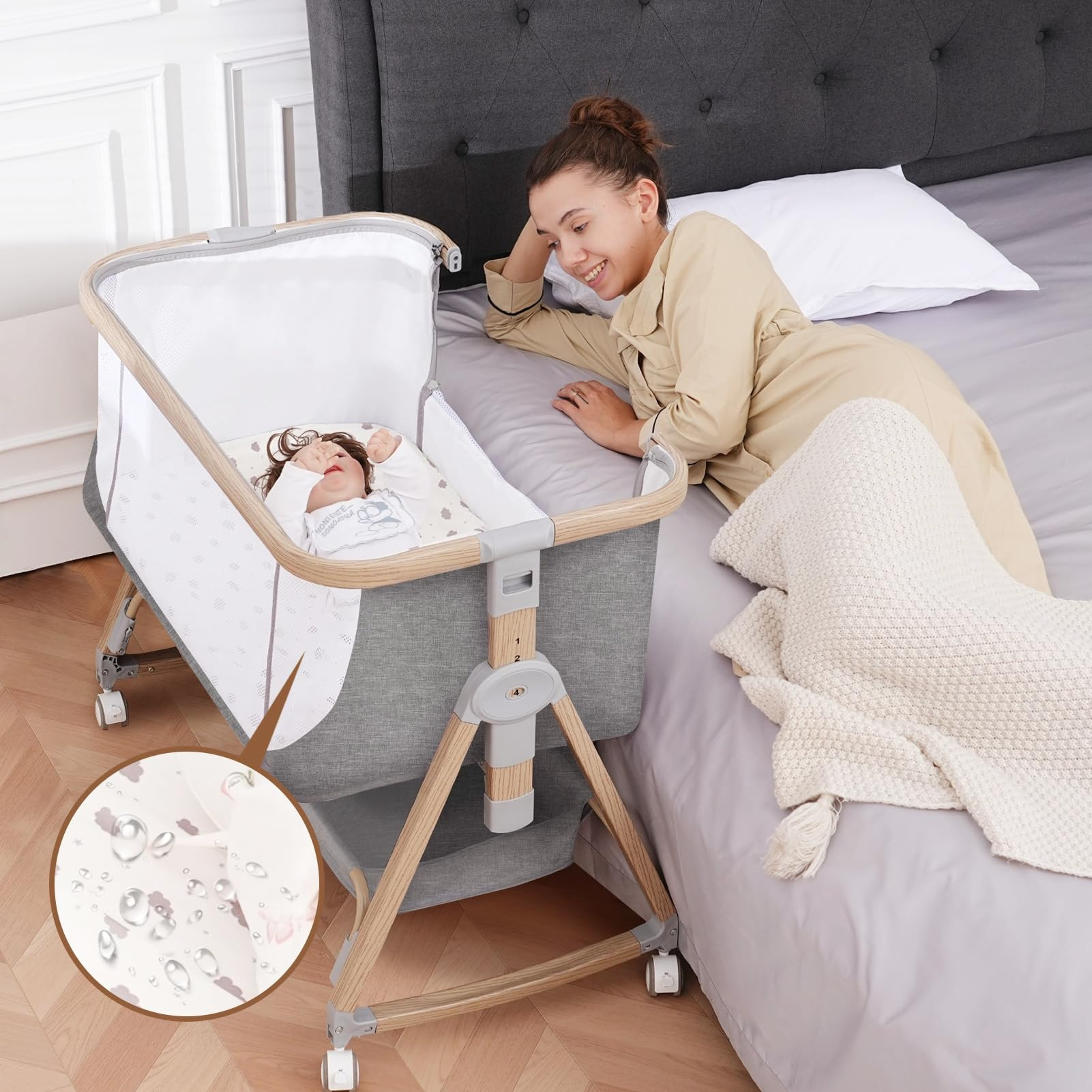 Baby Bassinet Bedside Sleeper - 3 in 1 Bassinets with Waterproof Sheets, Soft Mattress and Breath... | Amazon (US)