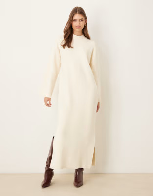 YAS stand neck knit maxi dress in cream | ASOS (Global)